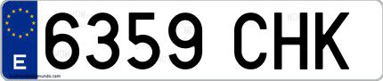 Ejemplo de matrícula española 6359 CHK