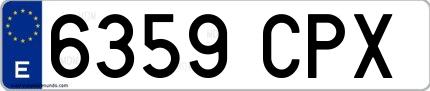 Ejemplo de matrícula española 6359 CPX