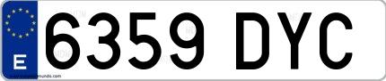 Ejemplo de matrícula española 6359 DYC