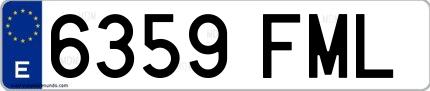 Ejemplo de matrícula de coche ordinaria 6359 FML
