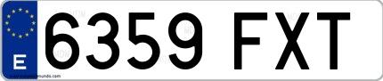 Ejemplo de matrícula española 6359 FXT