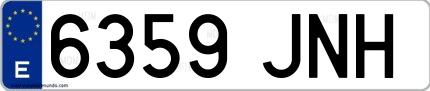 Ejemplo de matrícula española 6359 JNH