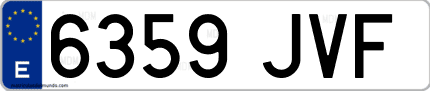 Ejemplo de matrícula de coche ordinaria 6359 JVF