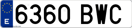 Ejemplo de matrícula de coche ordinaria 6360 BWC