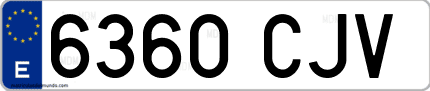 Ejemplo de matrícula de coche ordinaria 6360 CJV