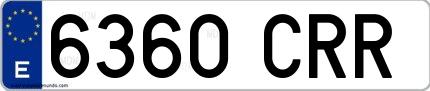 Ejemplo de matrícula de coche ordinaria 6360 CRR