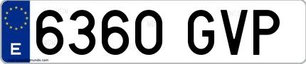 Ejemplo de matrícula española 6360 GVP