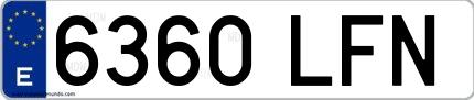 Ejemplo de matrícula española 6360 LFN