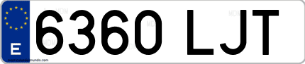 Ejemplo de matrícula de coche ordinaria 6360 LJT