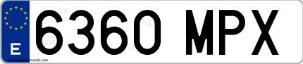 Ejemplo de matrícula española 6360 MPX