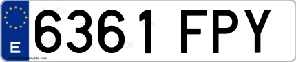 Ejemplo de matrícula de coche ordinaria 6361 FPY