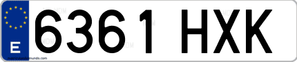 Ejemplo de matrícula de coche ordinaria 6361 HXK