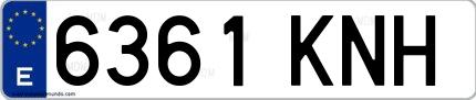 Ejemplo de matrícula española 6361 KNH