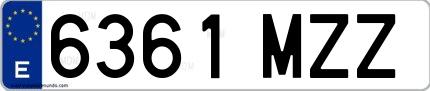 Ejemplo de matrícula española 6361 MZZ