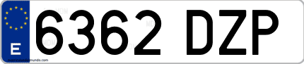 Ejemplo de matrícula de coche ordinaria 6362 DZP