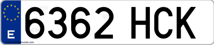 Ejemplo de matrícula de coche ordinaria 6362 HCK