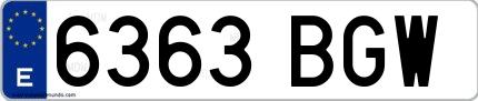 Ejemplo de matrícula española 6363 BGW