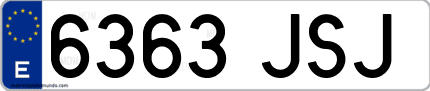 Ejemplo de matrícula de coche ordinaria 6363 JSJ