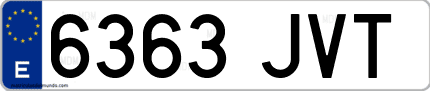 Ejemplo de matrícula de coche ordinaria 6363 JVT