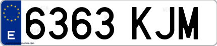 Ejemplo de matrícula de coche ordinaria 6363 KJM