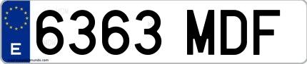 Ejemplo de matrícula española 6363 MDF