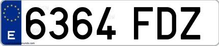 Ejemplo de matrícula española 6364 FDZ