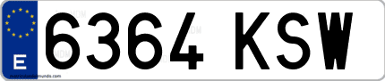Ejemplo de matrícula de coche ordinaria 6364 KSW