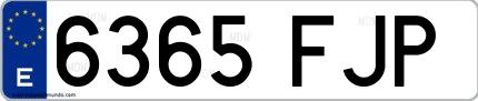 Ejemplo de matrícula de coche ordinaria 6365 FJP
