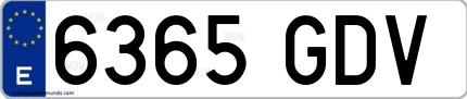 Ejemplo de matrícula española 6365 GDV