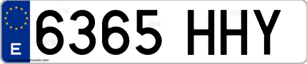 Ejemplo de matrícula de coche ordinaria 6365 HHY
