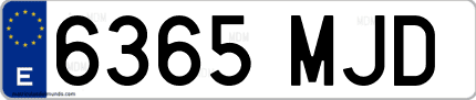Ejemplo de matrícula de coche ordinaria 6365 MJD