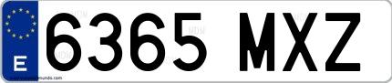 Ejemplo de matrícula española 6365 MXZ