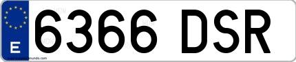 Ejemplo de matrícula española 6366 DSR