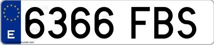 Ejemplo de matrícula española 6366 FBS
