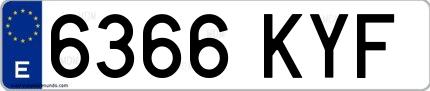 Ejemplo de matrícula de coche ordinaria 6366 KYF