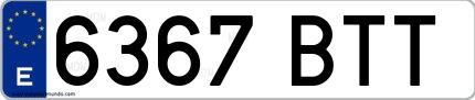 Ejemplo de matrícula de coche ordinaria 6367 BTT
