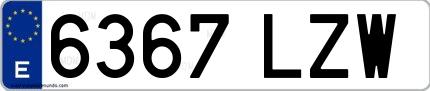 Ejemplo de matrícula de coche ordinaria 6367 LZW