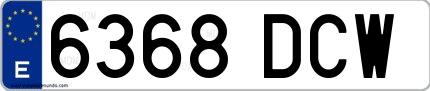 Ejemplo de matrícula española 6368 DCW