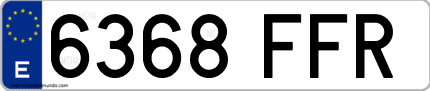 Ejemplo de matrícula de coche ordinaria 6368 FFR
