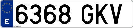 Ejemplo de matrícula de coche ordinaria 6368 GKV