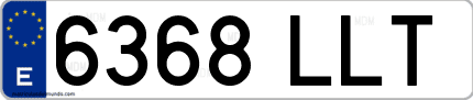 Ejemplo de matrícula de coche ordinaria 6368 LLT