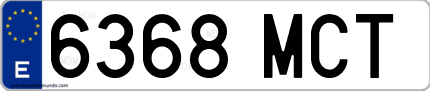 Ejemplo de matrícula de coche ordinaria 6368 MCT