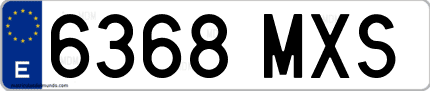 Ejemplo de matrícula de coche ordinaria 6368 MXS