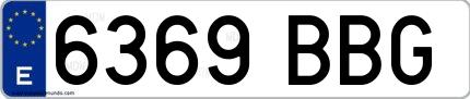 Ejemplo de matrícula española 6369 BBG