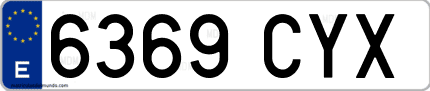 Ejemplo de matrícula de coche ordinaria 6369 CYX
