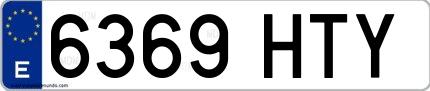 Ejemplo de matrícula española 6369 HTY