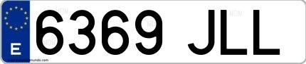 Ejemplo de matrícula española 6369 JLL