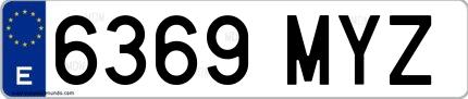 Ejemplo de matrícula española 6369 MYZ