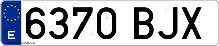 Ejemplo de matrícula española 6370 BJX
