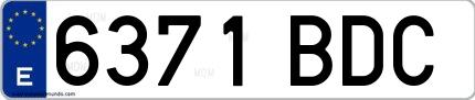Ejemplo de matrícula española 6371 BDC